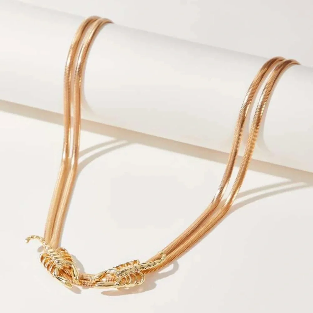 🦂 Awesome Double Layered Snake Chain Scorpion Necklace 🦂 - Picture 2 of 7